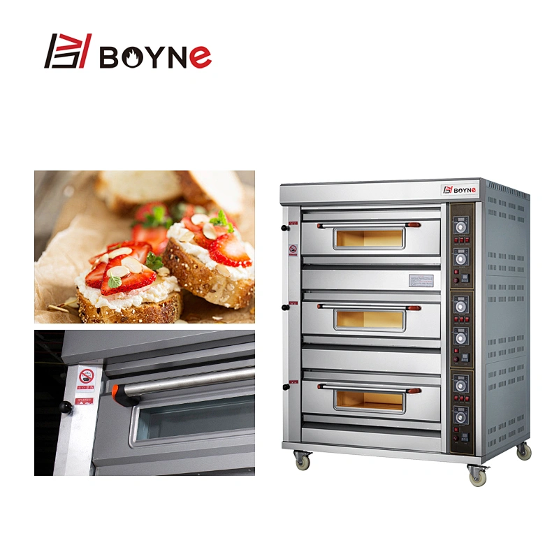 Commercial Mechanical Control  Gas Three Layer Six Trays Bakery Deck Oven For Sale