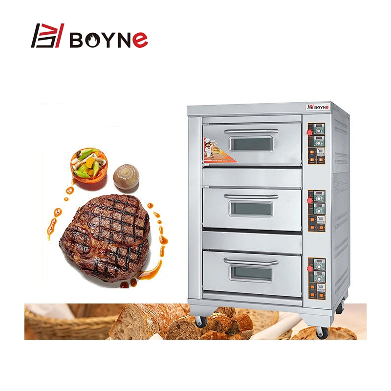 Commercial Quality High Temperature Three Deck Three Tray Gas Bakery Oven