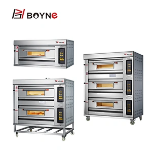 Micro Control Commercial Kitchen Gas oven 2 Layer 4 Trays Baking Deck Oven