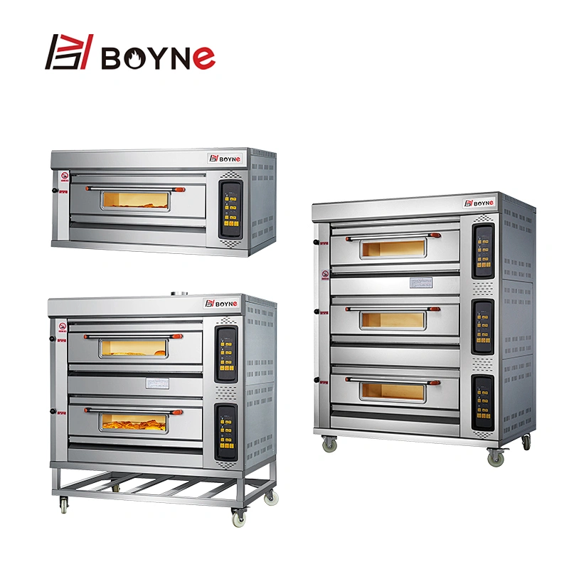 Micro Control Commercial Kitchen Gas oven 2 Layer 4 Trays Baking Deck Oven
