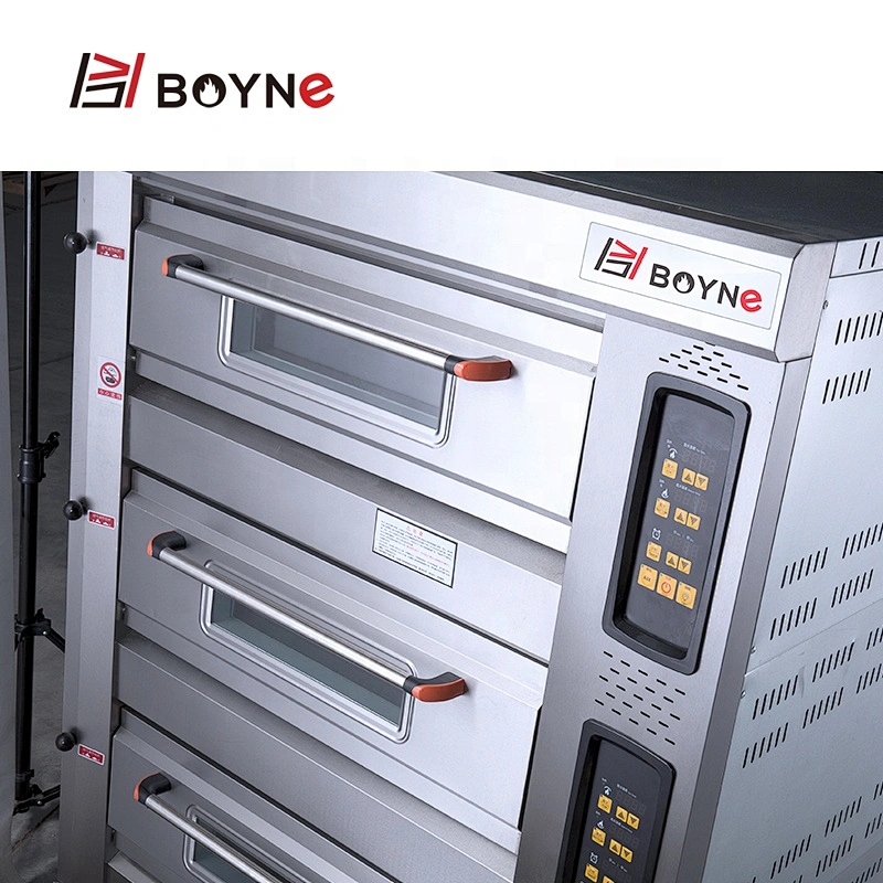 Commercial Kitchen Bakery Oven Micro Gas Oven 3 Layer 9 Trays Baking Deck Oven
