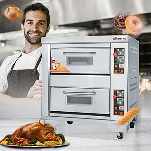 Stainless Steel Commercial Bakery Kitchen Equipment Gas Two Deck Two Trays Oven