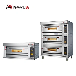 Micro Control Commercial Kitchen Gas oven 2 Layer 4 Trays Baking Deck Oven