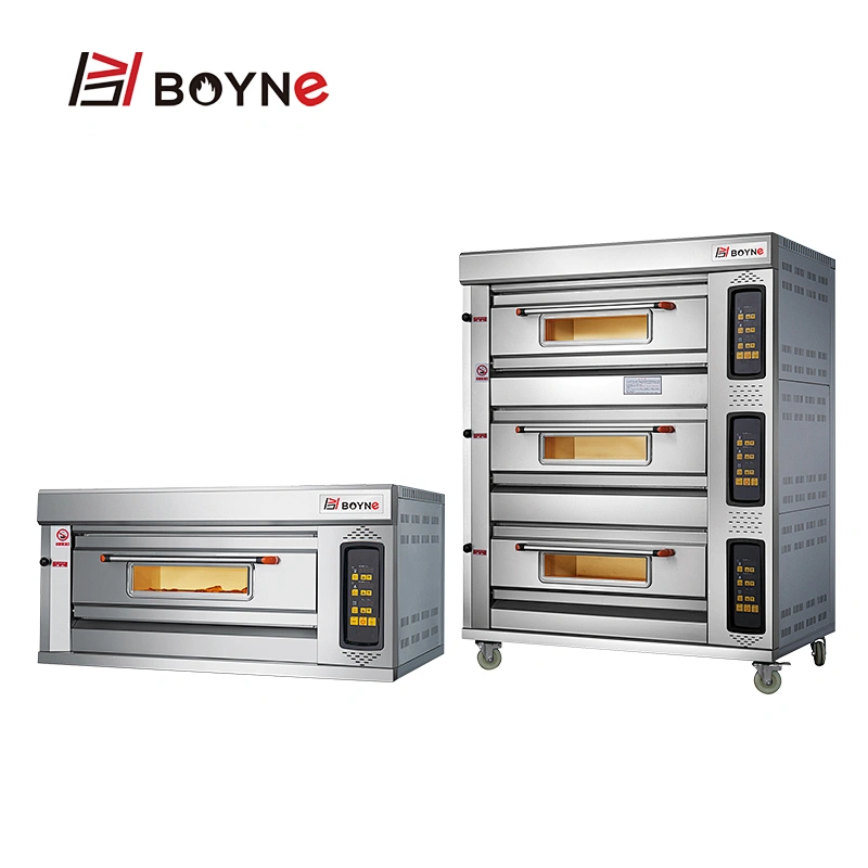 Micro Control Commercial Kitchen Gas oven 2 Layer 4 Trays Baking Deck Oven