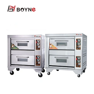 Stainless Steel Commercial Bakery Kitchen Equipment Gas Two Deck Two Trays Oven