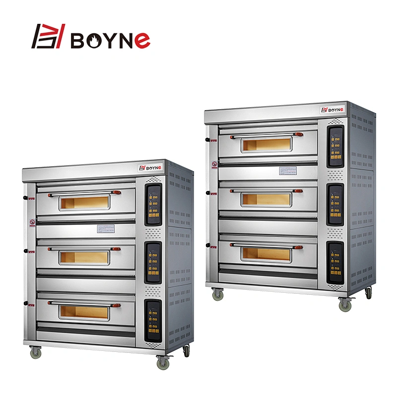 Micro Control Commercial Kitchen Gas oven 2 Layer 4 Trays Baking Deck Oven
