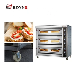 Commercial Bakery Gas 3 Layer 9 Trays Deck Oven Temperature Control Kitchen Oven