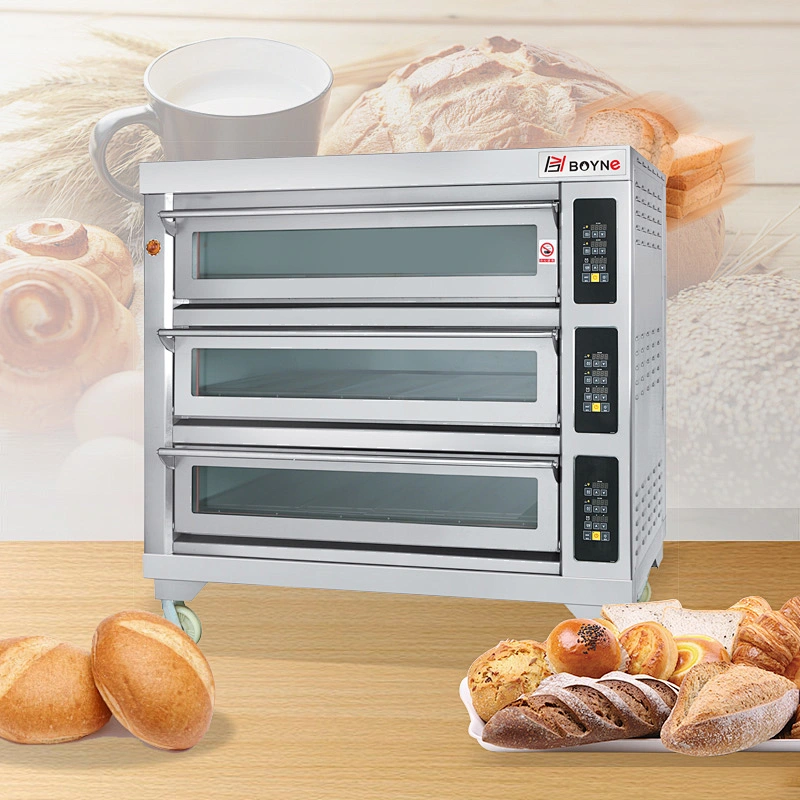 Commercial Bakery Shop Three Deck Nine Trays Microcomputer Electric Bakery Oven