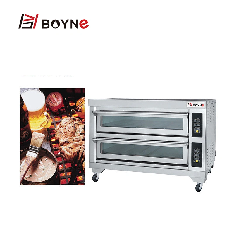 380V Microcomputer Control Commercial Stainless Steel Two Deck Six Trays Bakery Oven