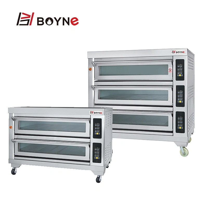 380V Microcomputer Control Commercial Stainless Steel Two Deck Six Trays Bakery Oven