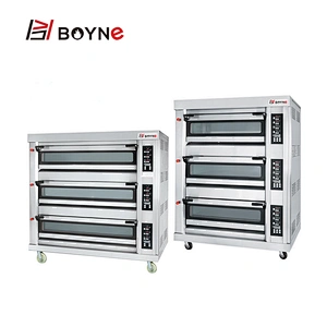 Commercial Bakery Shop Computer Control Stainless Steel Gas Three Deck Six Trays Bread Oven