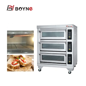 Stainless steel Comercial Microcomputer Three Deck Six Trays Electric Bakery Oven