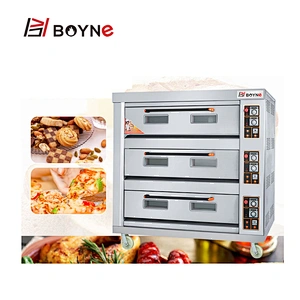 Commercial Durable Stainless Steel Three Deck Nine Trays Big Capacity Gas Bakery Oven