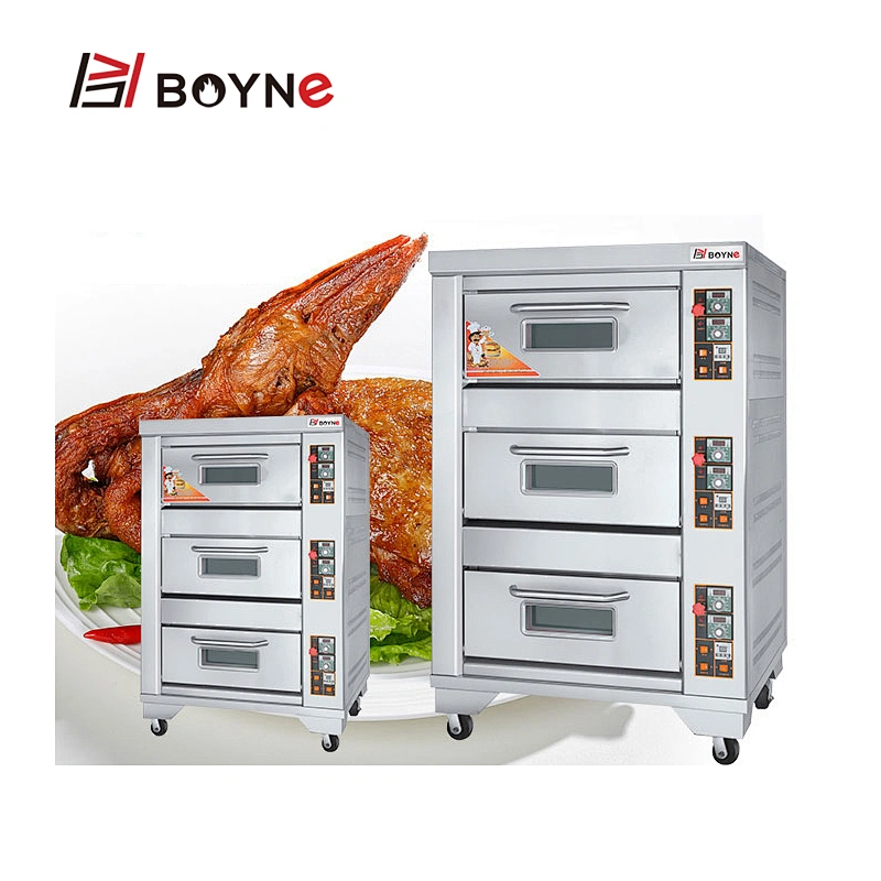Commercial Quality High Temperature Three Deck Three Tray Gas Bakery Oven