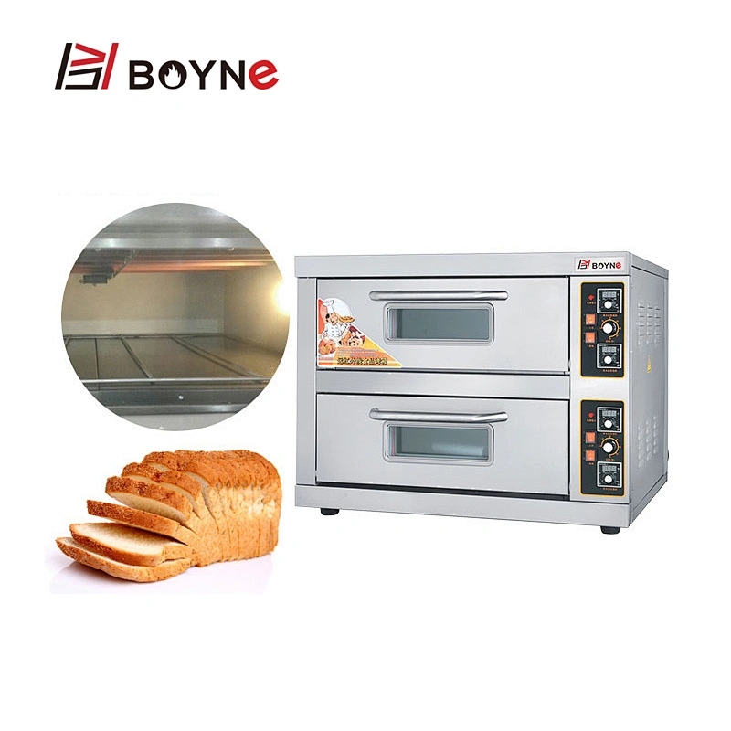 Commercial Stainless Steel Bakery Shop Double Deck Two Layer Oven With Viwing Door