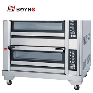 Commercial Bakery Shop Computer Control Stainless Steel Gas Three Deck Six Trays Bread Oven