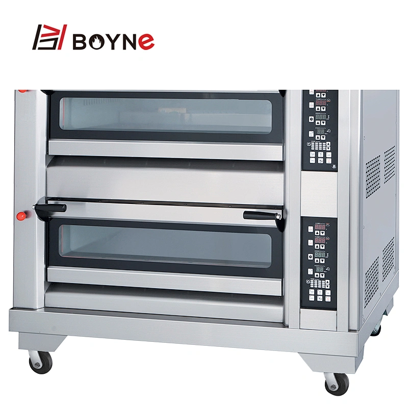 Commercial Bakery Shop Computer Control Stainless Steel Gas Three Deck Six Trays Bread Oven