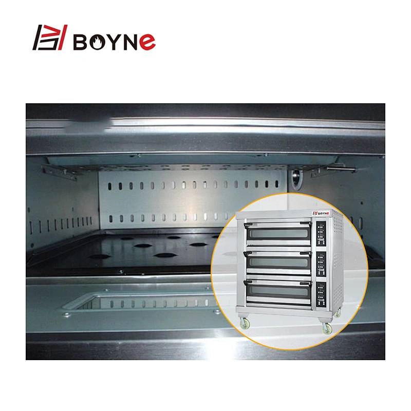 Stainless Steel High End Electric Microcomputer Commercial Three Deck Six Tray Bakery Oven