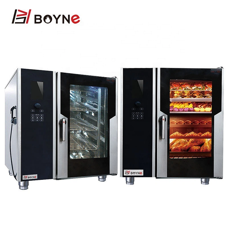 Canteen Equipment LCD Screen Gas Combi Oven With Steamer Smart Temperature control