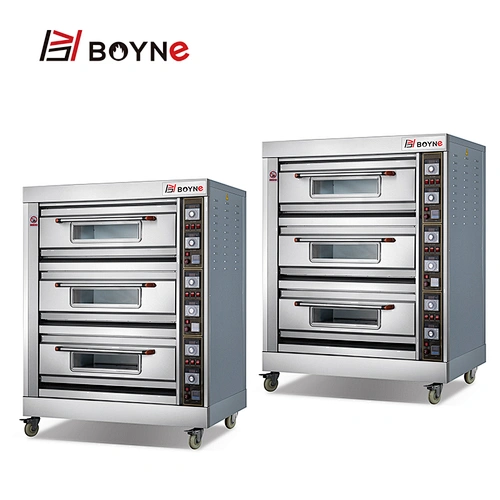 Commercial Stainless Steel Mechanical Control  Three Layer Six Trays Electric Bakery Deck Oven For Bread
