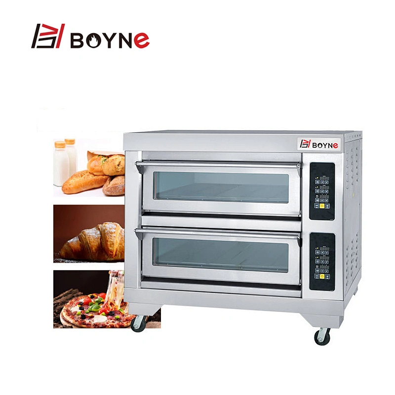 Microcomputer Control Stainless Steel Commercial Bakery Two Deck Four Tray Electric Oven