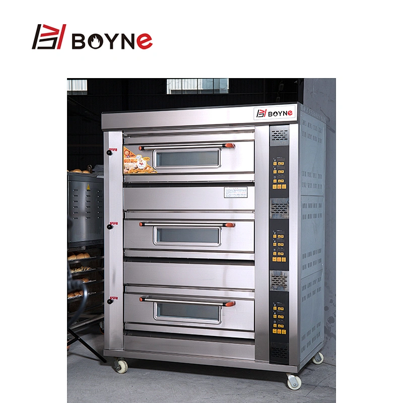 Micro Control Commercial Kitchen Gas oven 2 Layer 4 Trays Baking Deck Oven