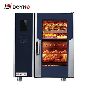 Professional LCD Type 10 Trays Electric Steam Cooking Combination Combi Steamer Oven