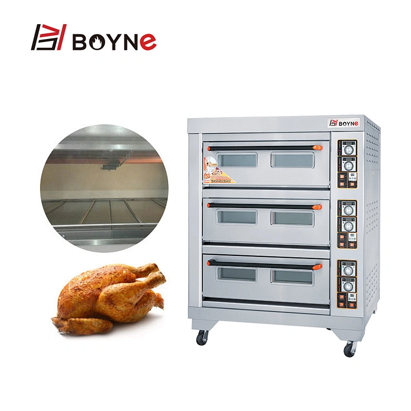 CE Commercial Bakery Stainless Steel Bakery Bread Electric Three Deck  Nine Trays Oven For Sale