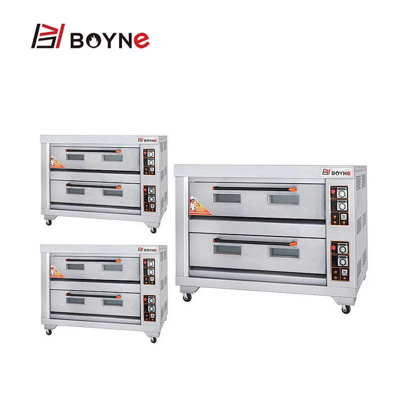 Stainless Steel Commercial Kitchen Gas Bakery Two Deck Six Tray Oven