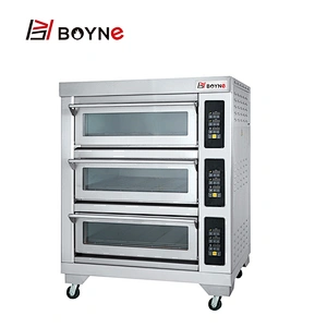 Stainless steel Comercial Microcomputer Three Deck Six Trays Electric Bakery Oven