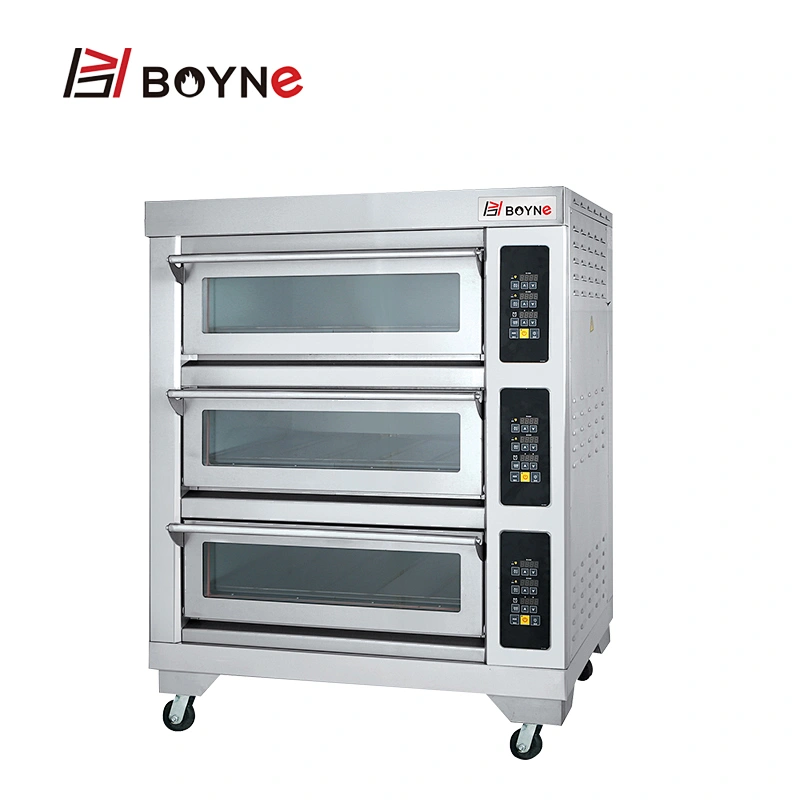 Stainless steel Comercial Microcomputer Three Deck Six Trays Electric Bakery Oven