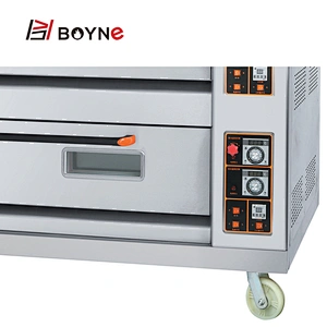 Stainless Steel Commercial Kitchen Gas Bakery Two Deck Six Tray Oven
