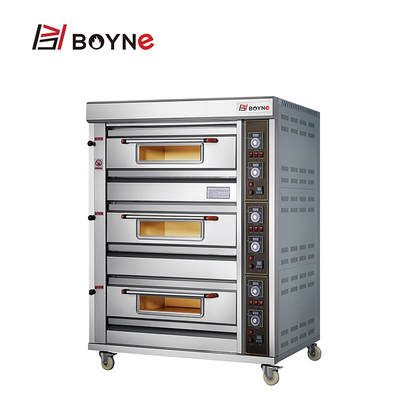 Commercial Mechanical Control  Gas Three Layer Six Trays Bakery Deck Oven For Sale