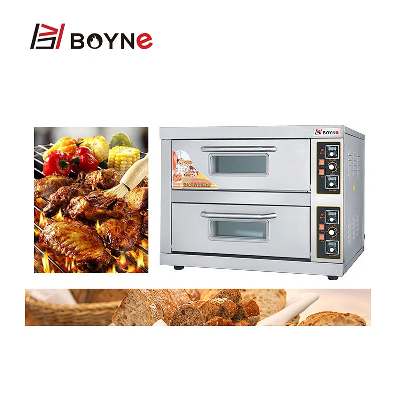 Commercial Stainless Steel Bakery Shop Double Deck Two Layer Oven With Viwing Door