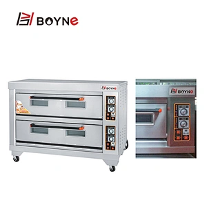 Commercial Temperature Control Baking Double Deck Six Trays Bread Bakery Oven