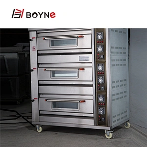Commercial Bakery Gas 3 Layer 9 Trays Deck Oven Temperature Control Kitchen Oven