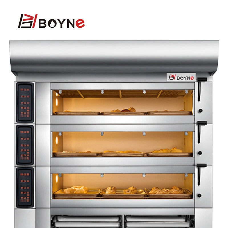 Bakery Oven Three Deck Nine Tray With Insert Cabinet Commercial Baking Oven
