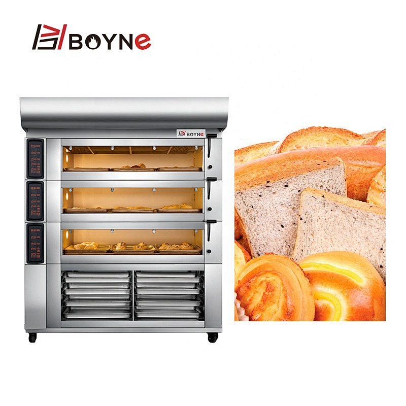 Bakery Oven Three Deck Nine Tray With Insert Cabinet Commercial Baking Oven