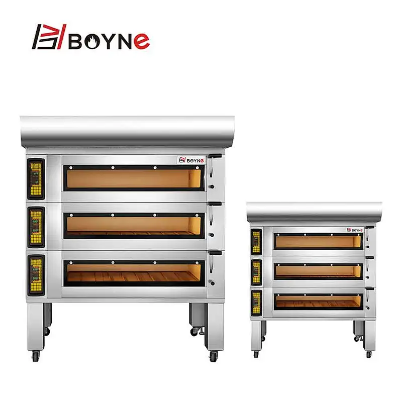 Touch Screen Visible Window Bakery Deck Oven With Three Layer Nine Trays