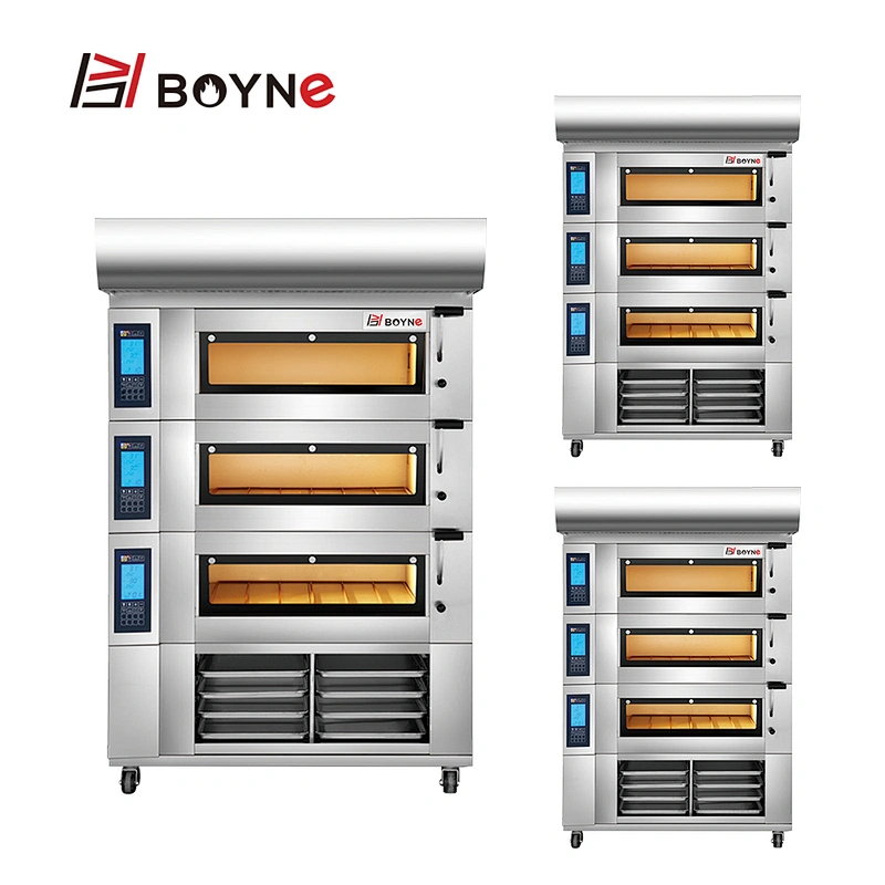 Bread Baking Liquid Crystal Display Intelligent Control LCD Screen 3 Deck 9 Plate Bakery Oven