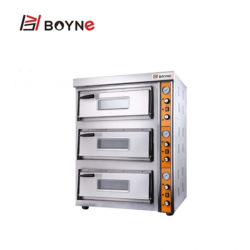 Stainless Steel Commercial Bakery Kitchen  Pizza Oven Three Deck Bakery Oven With Stone