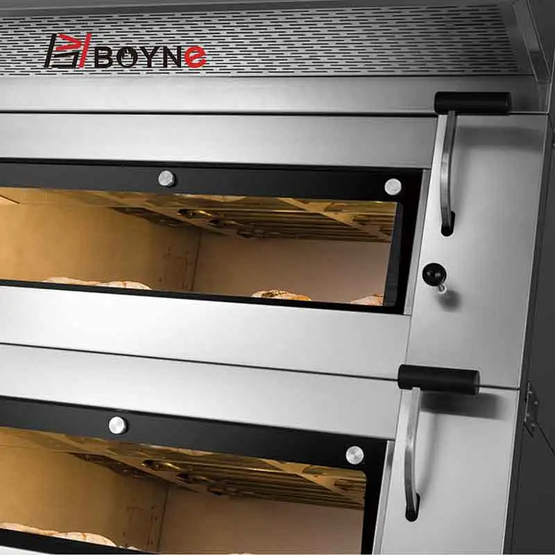 Touch Screen Visible Window Bakery Deck Oven With Three Layer Nine Trays