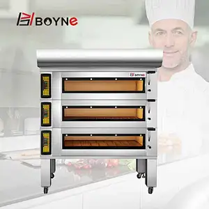 Touch Screen Visible Window Bakery Deck Oven With Three Layer Nine Trays
