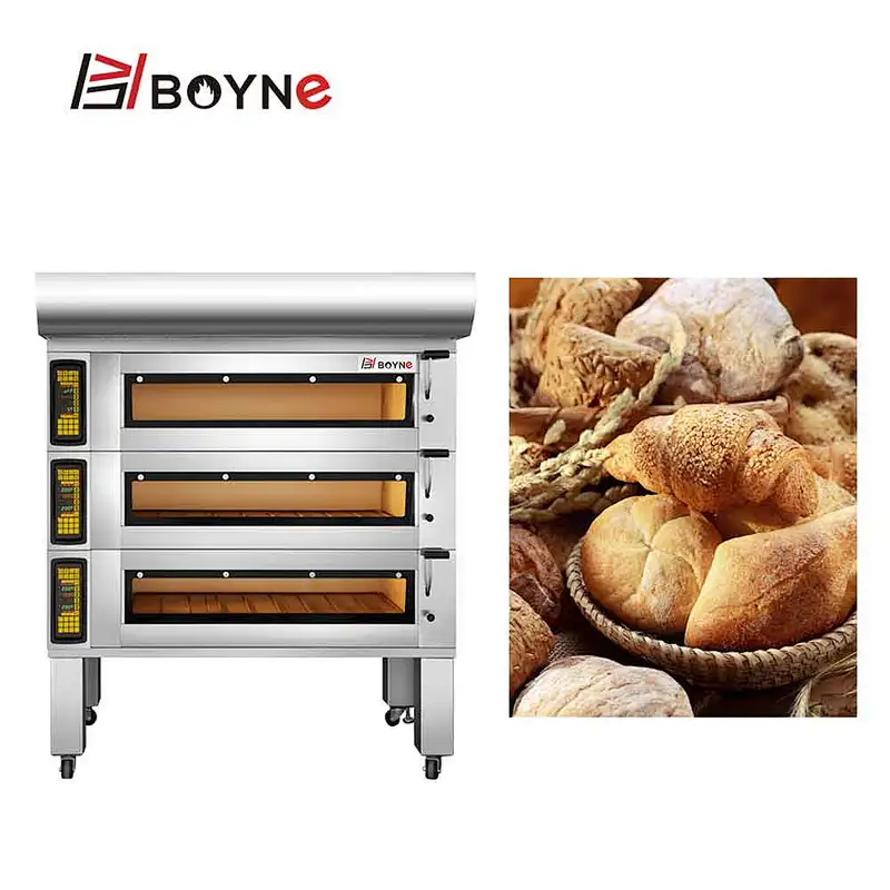 Touch Screen Visible Window Bakery Deck Oven With Three Layer Nine Trays