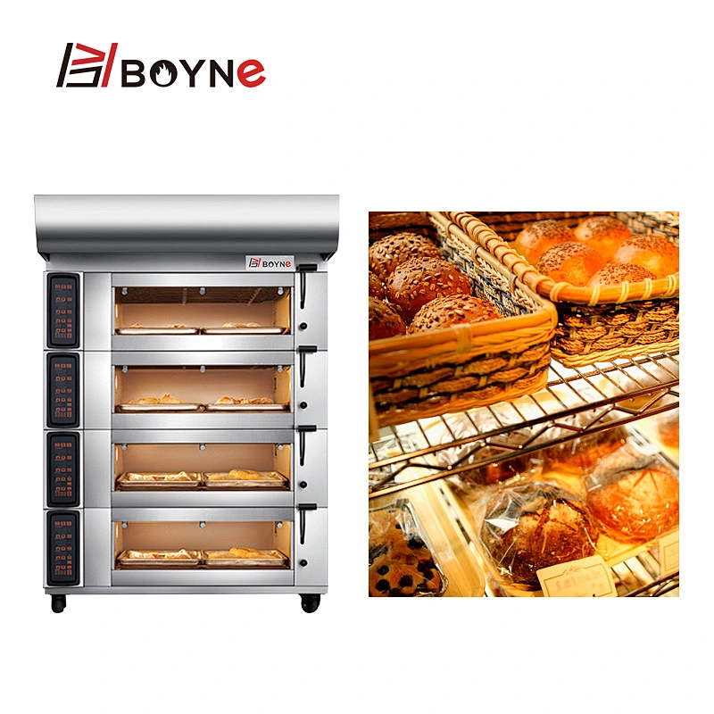 4 Deck 8 Plate Bakery Oven Electric Steam System Bread Oven For Pastry Cake
