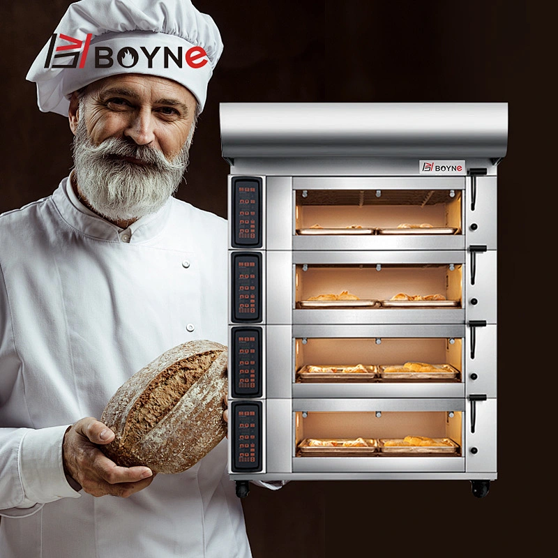 4 Deck 8 Plate Bakery Oven Electric Steam System Bread Oven For Pastry Cake