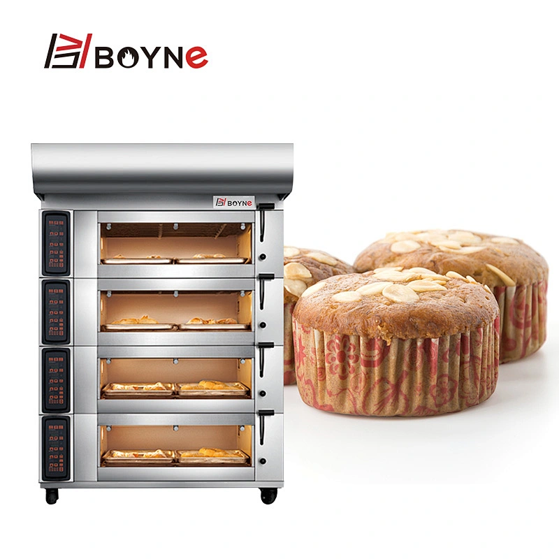 4 Deck 8 Plate Bakery Oven Electric Steam System Bread Oven For Pastry Cake