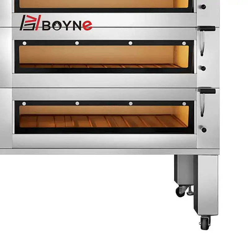 Touch Screen Visible Window Bakery Deck Oven With Three Layer Nine Trays