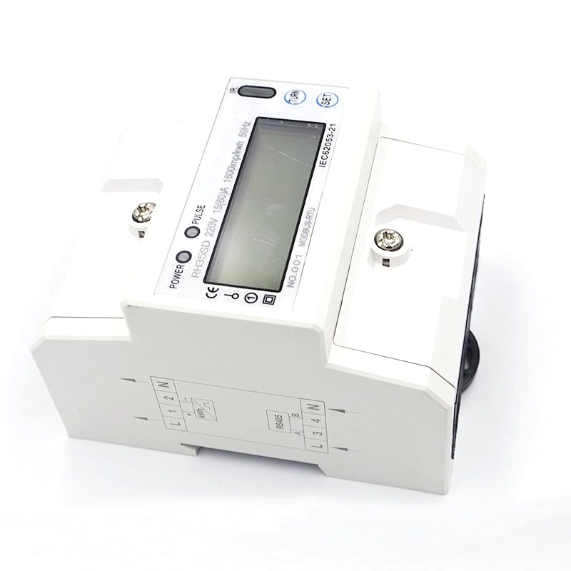 RH75SD Multi function DIN Rail 1 Phase 2 Wire 220V 15(60)A 1600imp/kwh Energy meter with RS485