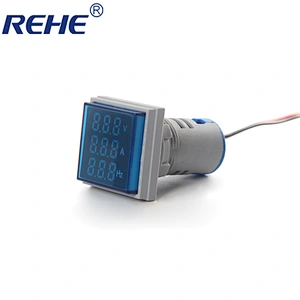 22mm mini Square led indicator ammeter voltmeter frequency signal light/lamp AVHz multi meter with transparent cap